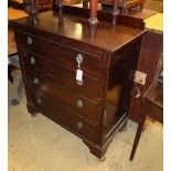 A 1920's mahogany chest of drawers, W.91cm, D.45cm, H.100cm