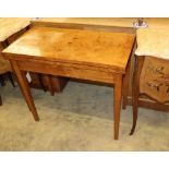 A French burr ash folding card table, W.81cm, D.40cm, H.70cm