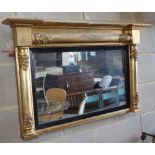A Victorian giltwood and gesso overmantel mirror, W.101cm, H.62cm