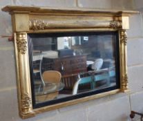 A Victorian giltwood and gesso overmantel mirror, W.101cm, H.62cm