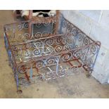 A Victorian wrought iron painted double child's crib, W.100cm, D.100cm, H.57cm