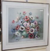 Jack Carter, watercolour, Anemones in a vase, signed and dated 1987, 35 40cm