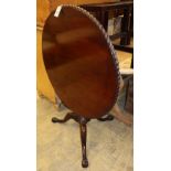 A George III mahogany bird cage tilt top tea table, diameter 88cm, H.72cm