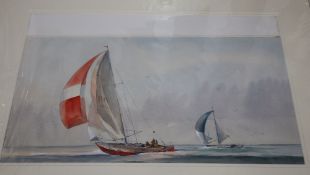 Dennis John Hanceri (1928-2011) three watercolours, Yachting scenes, signed, largest 33 x 53cm,