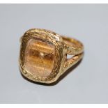 A lady's 1970's? textured 18ct gold Bueche Girod ring watch, size J/K, gross 18.6 grams.CONDITION: