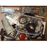 A quantity of mixed collectable including bone pieces, miniature frames, pens, marbles etc