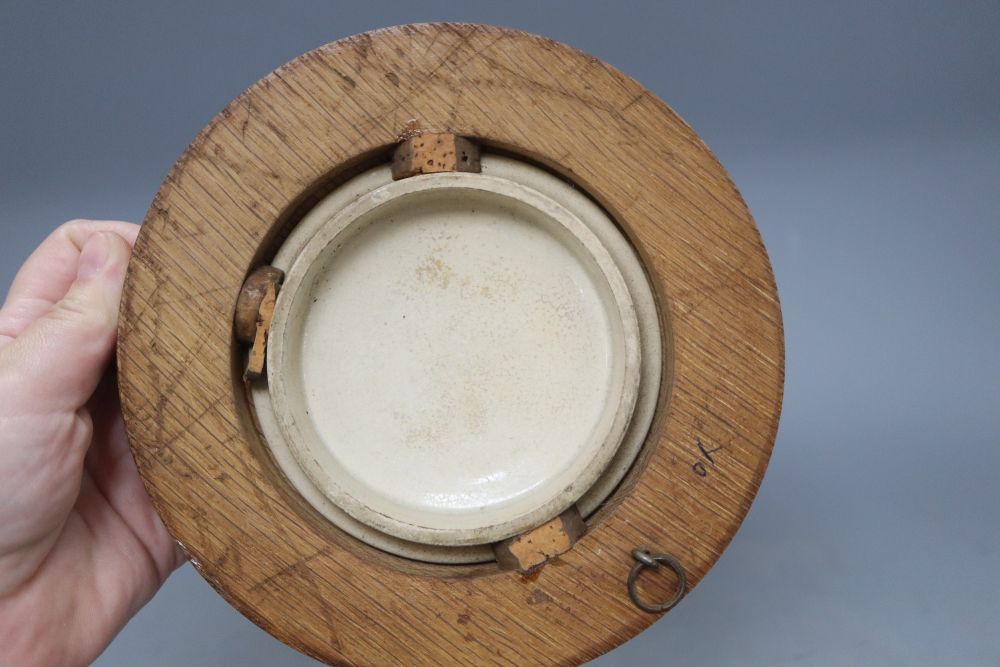 Three Prattware pot lids in oak frames and another Prattware pot - Image 8 of 8