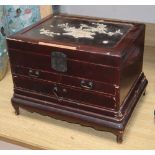 A Japanese lacquer and bone jewellery casket