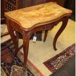 A 19th century French mahogany serpentine folding card table, W.83cm, D.41cm, H.76cmCONDITION: The