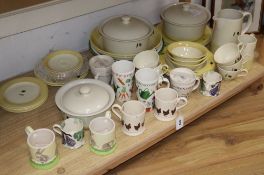 Ten decorative pottery mugs, including four by Emma Bridgewater, a Cretan pottery bowl and a