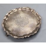 A George II silver waiter, John Sanders, London, 1746, 15.8cm, 6oz.CONDITION: Small hole to centre
