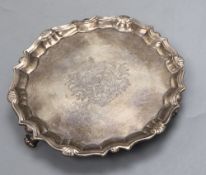 A George II silver waiter, John Sanders, London, 1746, 15.8cm, 6oz.CONDITION: Small hole to centre