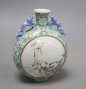 A Chinese enamelled turquoise moonflask, height 16cmCONDITION: Light surface scratches to the enamel