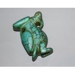 A carved turquoise matrix amulet, possibly Ancient Egyptian?, 5.7cm