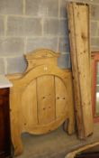 A pair of 19th century Continental pine bedframes, W.92cm, H.123cm.CONDITION: The wood has a