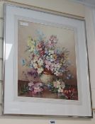 Jack Carter, watercolour, Flowers in a stoneware jug, signed and dated 1984, 36 x 31cm