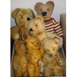 Six vintage bears 1950-1960 including Chad Valley, Wendy Boston