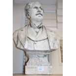 A French plaster bust of a gentleman, signed Bontoux, c.1890, height 69cm