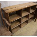 A Victorian pine pigeonhole cabinet, W.132cm, D.32cm, H.95cm