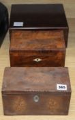 Two inlaid tea caddies and a humidor