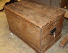 A Victorian rectangular pine trunk, W.71cm, D.43cm, H.42cm