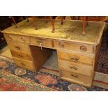 A Victorian and later pine pedestal desk, W.150cm, D.68cm, H.79cm