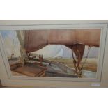 Dennis John Hanceri (1928-2011), four watercolours, Coastal and yacht scenes, largest 34 x 52cm,