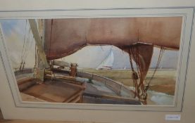 Dennis John Hanceri (1928-2011), four watercolours, Coastal and yacht scenes, largest 34 x 52cm,