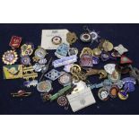 A collection of vintage badges