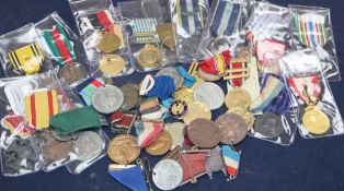 Assorted medallions and medals including WWII