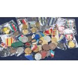 Assorted medallions and medals including WWII