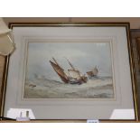 Frederick James Aldridge (1850-1933), watercolour, Shipping at sea, signed, 26 x 37cm