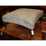 A Louis XV style large upholstered stool, W.70cm, D.70cm, H.36cm