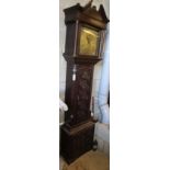 A George III oak 30 hour longcase clock, later carved, the brass dial marked John Lawson,