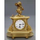 A 19th century French alabaster mantel timepiece, height 31cm