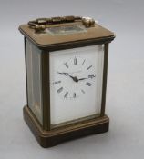 A Matthew Norman brass carriage timepiece, no.1752, height 14cm (handle down)