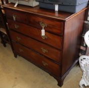 A George III North Country cross banded mahogany chest, W.102cm, D.50cm, H.94cm