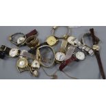 A group of assorted minor wrist watches.