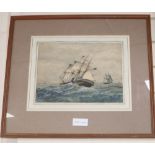 19th century English School, watercolour, Shipping at sea, 23 x 30cm