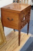 A George III mahogany enclosed washstand with fully fitted interior and pull-out leather lined