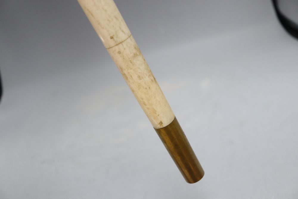 An Indian bone walking cane, with dog handle, c.1960, length 92cm - Image 7 of 8