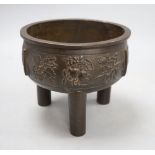 A Chinese late Ming bronze ding censer, height 15cm