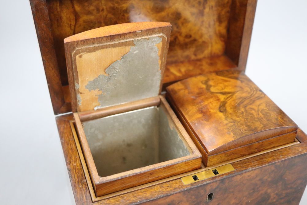 A Victorian burr walnut caddy, length 23cm - Image 2 of 5