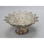 A late Victorian filigree silver fruit bowl, base only hallmarked London, 1897, top unmarked and may
