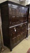 An 18th century oak press cupboard, W.130cm, D.53cm, H.183cm