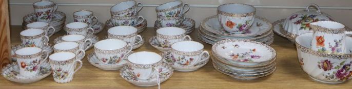 A Dresden porcelain part tea and coffee service