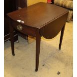 A George III inlaid mahogany oval topped Pembroke table, W.76cm, D.50cm, H.69cm