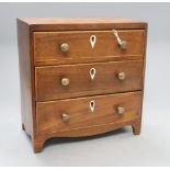An Apprentice three drawer chest, height 23.5cm