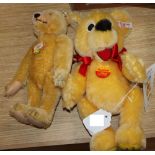 A Steiff gold bear and a Steiff Dicky club bear, white label and certificate