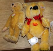 A Steiff gold bear and a Steiff Dicky club bear, white label and certificate